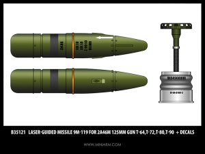 画像1: Miniarm[B35121]1/35 T-64/T-72/T-80/T-90 9M-119 レフレークス 砲口発射ミサイルセット(デカール付き)(汎用) (1)