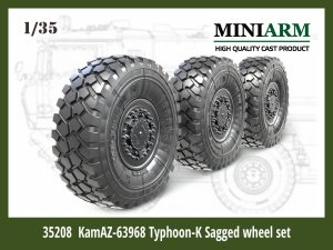 画像1: Miniarm[B35208]1/35 現用 ロシア連邦軍KamAZ-63968タイフーン-K 自重変形タイヤセット(6個セット)ズベズダ/タコム用 (1)