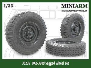 画像1: Miniarm[B35235]1/35 現用 露 UAZ-3909(UAZ-452)ブハンカ軍用車用自重変形ホイールセット4本/予備 (1)