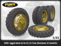 Fury Models [FM35058]1/35 WWII 米 陸軍2.5トン6×6軍用カーゴトラック用自重変形ホイールセット 回転指定タイヤ仕様(B.F/グッドリッチ)