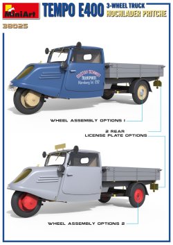 画像3: ミニアート[MA38025]1/35　Tempo E400　荷台付き三輪トラック