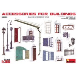画像1: ミニアート[MA35585]1/35　建物の装備品 (窓・扉・街灯・フェンス)