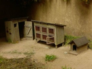 画像1: Model Scene[96523]1/144-1/160(Nスケール) 農場の鳥小屋と犬小屋(キット) (1)