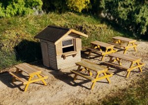 画像1: Model Scene[96531]1/144-1/160(Nスケール) 売店セット ベンチ付(キット) (1)