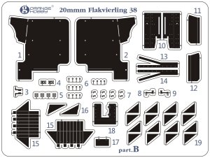 画像1: オレンジホビー[G72-203]1/72 WWII 独 20mm四連装対空機関砲Flakvierling38 アップグレード用エッチングパーツセット（[G72-200]対応） (1)