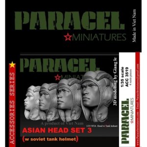 画像1: Paracel Miniatures[ACC3519]1/35 東洋人ヘッドセット3(ソビエト製戦車兵ヘルメット装備4個セット) (1)