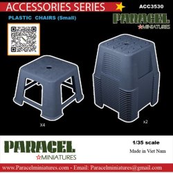 画像1: Paracel Miniatures[ACC3530]1/35 汎用 プラ製スタッキングチェア 低座面(6個入)