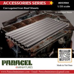 画像1: Paracel Miniatures[ACC3544]1/35 汎用 トタン屋根の波板材(10枚入)