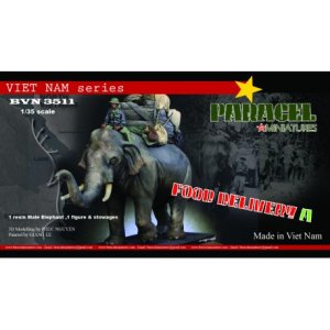 画像1: Paracel Miniatures[BVN3511]1/35 ベトナム戦争 糧食運搬を行う象使いA（オス） (1)