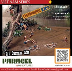 画像1: Paracel Miniatures[VN3517]1/35 汎用 ベトナム 泳ぐ子供たち 夏の日の風景(7体入)
