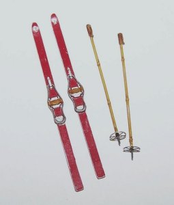 画像1: PlusModel[EL040]1/35WWII時代の木製スキーと竹製ストック(2セット) (1)