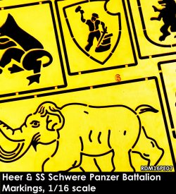 画像1: Rado Miniatures[RDM16PE07]1/16 WWII ドイツ国防軍/武装SS重戦車大隊章マーキングテンプレート(大判エッチングシート2枚 全1/16タイガーI & タイガーIIキット用)
