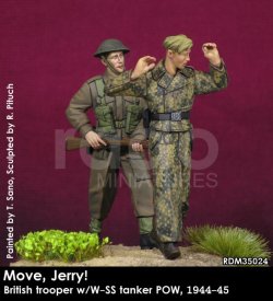 画像1: Rado Miniatures[RDM35024]1/35 WWII 英「歩け、ジェリー！」ドイツSS戦車兵捕虜を連行するイギリス歩兵 1944-45（２体セット）