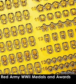 画像1: Rado Miniatures[RDM35PE06]1/35 WWII 露/ソ ロシア赤軍功績勲章&メダルエッチングパーツセット