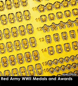 画像1: Rado Miniatures[RDM35PE06]1/35 WWII 露/ソ ロシア赤軍功績勲章&メダルエッチングパーツセット (1)