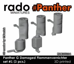 画像1: Rado Miniatures[RDM35S104]1/35 WWII ドイツ パンサーG型用 ダメージ変形消炎マフラーセット＃1(3個入)