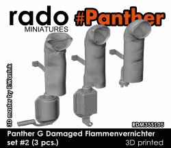 画像1: Rado Miniatures[RDM35S105]1/35 WWII ドイツ パンサーG型用 ダメージ変形消炎マフラーセット＃2(3個入)
