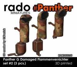 画像1: Rado Miniatures[RDM35S105]1/35 WWII ドイツ パンサーG型用 ダメージ変形消炎マフラーセット＃2(3個入)