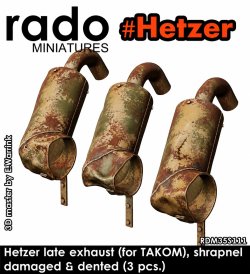 画像1: Rado Miniatures[RDM35S111]1/35 WWII ドイツ ヘッツァー駆逐戦車後期型 ダメージ排気マフラー(タコム用 3個入)