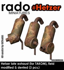 画像1: Rado Miniatures[RDM35S112]1/35 WWII ドイツ ヘッツァー駆逐戦車後期型 現地改修排気マフラー(タコム用 変形3個入)