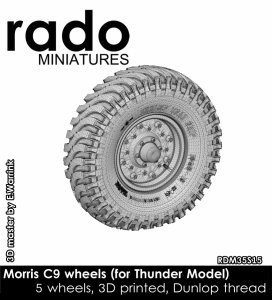 画像1: Rado Miniatures[RDM35S15]1/35 WWII イギリス モーリスボフォースC9/B用自重変形タイヤセット＃1 ダンロップタイヤ(3Dプリント製 サンダーモデル用) (1)