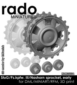 画像1: Rado Miniatures[RDM35S54]1/35 WWII ドイツ III号突撃砲/III号戦車/ナースホルン用起動輪 初期型(ドラゴン/ミニアート/ライフィールドモデル用) (1)