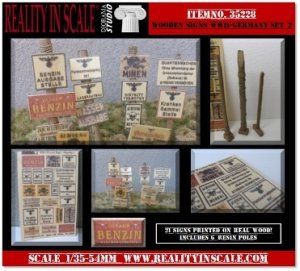 画像1: Reality in Scale[RIS35228]木製の道標 WWII - ドイツ セット 2 (1)