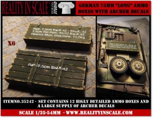 画像1: Reality in Scale[RIS35242]WWIIドイツ 7.5cm70口径弾薬箱セット デカール付き(12個) (1)