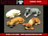 Reality in Scale[RIS35263]のんびり寝そべった犬(4頭)