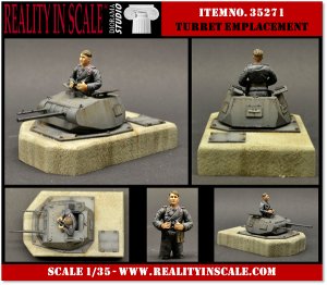 画像1: Reality in Scale[RIS35271]1/35 WWII ドイツ軍トーチカに転用されたII号戦車砲塔 上半身フィギュア1体付き (1)
