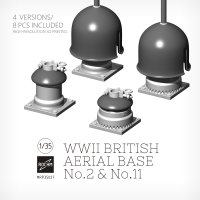 ロコムモデル[RCRP35027]1/35 WWII イギリス軍 英国軍用アンテナ基部セットNo.2/.11(4バージョン)8個入