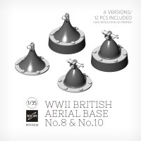 ロコムモデル[RCRP35028]1/35 WWII イギリス軍 英国軍用アンテナ基部セットNo.8/.10(4バージョン)12個入