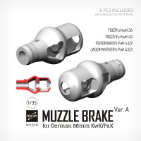 ロコムモデル[RP35039]1/35 WWII ドイツ88mm対戦車砲 KwK/PaK用マズルブレーキVer.A(6個入)