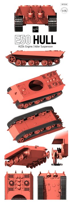 画像2: ロコムモデル[RP35K08]1/35 WWII ドイツ E50中戦車 HL234ガソリンエンジン/アドラー式サスペンション型 車体セット(履帯付)