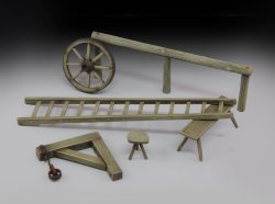 画像1: RoyalModel[RM642]1/35 牧場セット 馬立て/荷車輪他