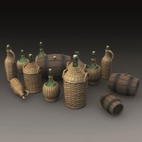 RoyalModel[RM786]1/35 ウィッカ用細首大型ガラスグラズと小径樽