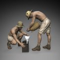 RoyalModel[RM1083]1/35 WWII ドイツ・アフリカ軍団 バッテリー整備中の兵士セット(2体入)