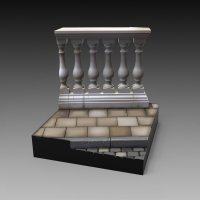 RoyalModel[RM881]1/35 ジオラマアクセサリー ビネットベースcm 4×4 円柱の欄干のある石畳