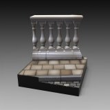 RoyalModel[RM882]1/24(75mm) ジオラマアクセサリー ビネットベースcm 5×5 円柱の欄干のある石畳