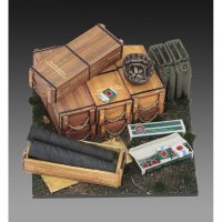 RoyalModel[RM992]1/35 WWII ジオラマアクセサリー ビネットベース40mm×40mm WWII アメリカ軍 105mm砲弾薬と弾薬箱