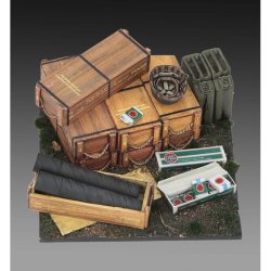 画像1: RoyalModel[RM992]1/35 WWII ジオラマアクセサリー ビネットベース40mm×40mm WWII アメリカ軍 105mm砲弾薬と弾薬箱