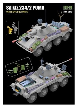 画像3: ライフィールドモデル[RFM5110]1/35 Sd.Kfz. 234/2 プーマ 8輪重装甲偵察車w/エンジンパーツ