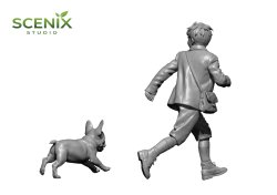 画像5: SCENIX Studio[SXCF35002]1/35 WWII 「チャイルド&パピー」走るフランスの子供とフレンチ・ブルドッグの子犬