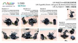 画像2: レインボーモデル[VICRAI3614]1/350 日本海軍 九六式25mm連装機銃(12個) 弾薬箱(蓋閉16個、開8個)/射撃指揮装置（2個）付