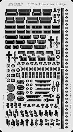 画像1: レインボーモデル[VICRAI7014]1/700 日本海軍 艦橋用アクセサリーセット（手すり/ヤード/信号台/空中線支柱/速力標/フットロープ/速力信号標/艦尾信号灯/その他）