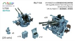 画像1: レインボーモデル[VICRAI7194]1/700 日本海軍 九六式25mm連装機銃(20個) 弾薬箱(蓋閉18個、開12個)/射撃指揮装置（6個）付