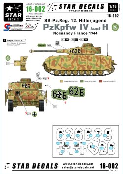 画像1: STAR DECALS[SD16-002]1/16 WWII独 IV号戦車H型 武装親衛隊第12装甲連隊 HJ師団 フランス1944