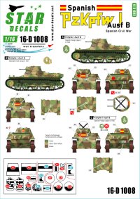 STAR DECALS[SD16-D1008]1/16 WWII 独/ス スペインでのI号戦車B型 スペイン内戦 ナショナリスト派編