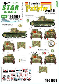 画像1: STAR DECALS[SD16-D1008]1/16 WWII 独/ス スペインでのI号戦車B型 スペイン内戦 ナショナリスト派編