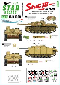 STAR DECALS[SD16-D1009]1/16 WWII ドイツ イタリア戦線のIII号突撃砲＃1 第103装甲大隊と第115装甲大隊（1943年）